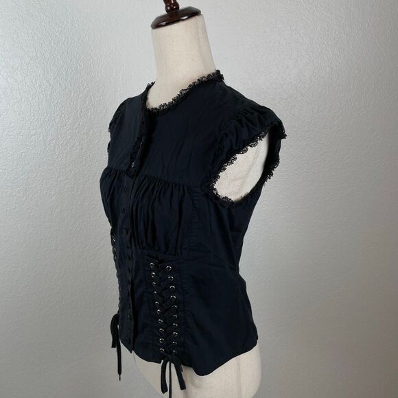 SOLD DO NOT PURCHASE Moda International Whimsygoth Blouse Women’s M Black - Picture 5 of 11